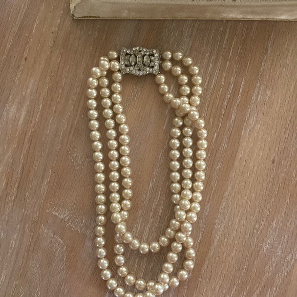 1920 pearl faux 3 strand necklace w original box latausca - Picture 1 of 6